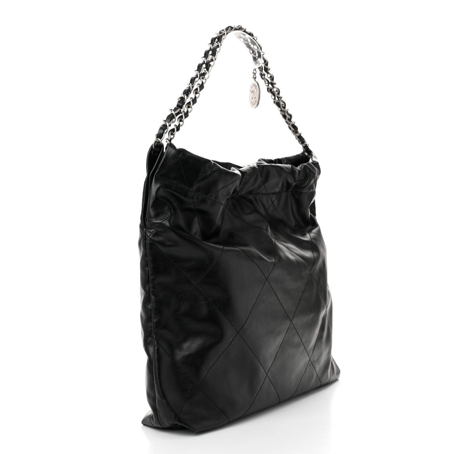Shiny Calfskin Quilted Chanel 22 Black