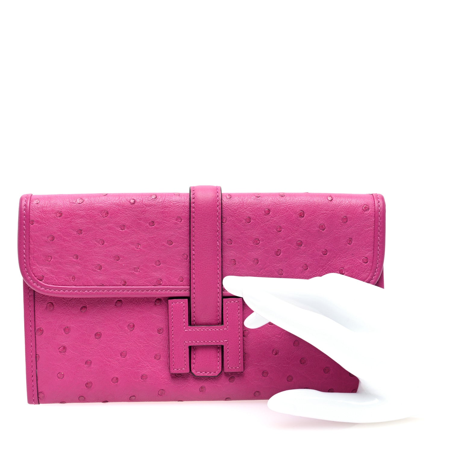 Hermes Ostrich Jige Duo Clutch Rose Pourpre 2 of 8