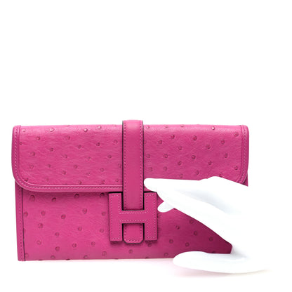 Hermes Ostrich Jige Duo Clutch Rose Pourpre 2 of 8
