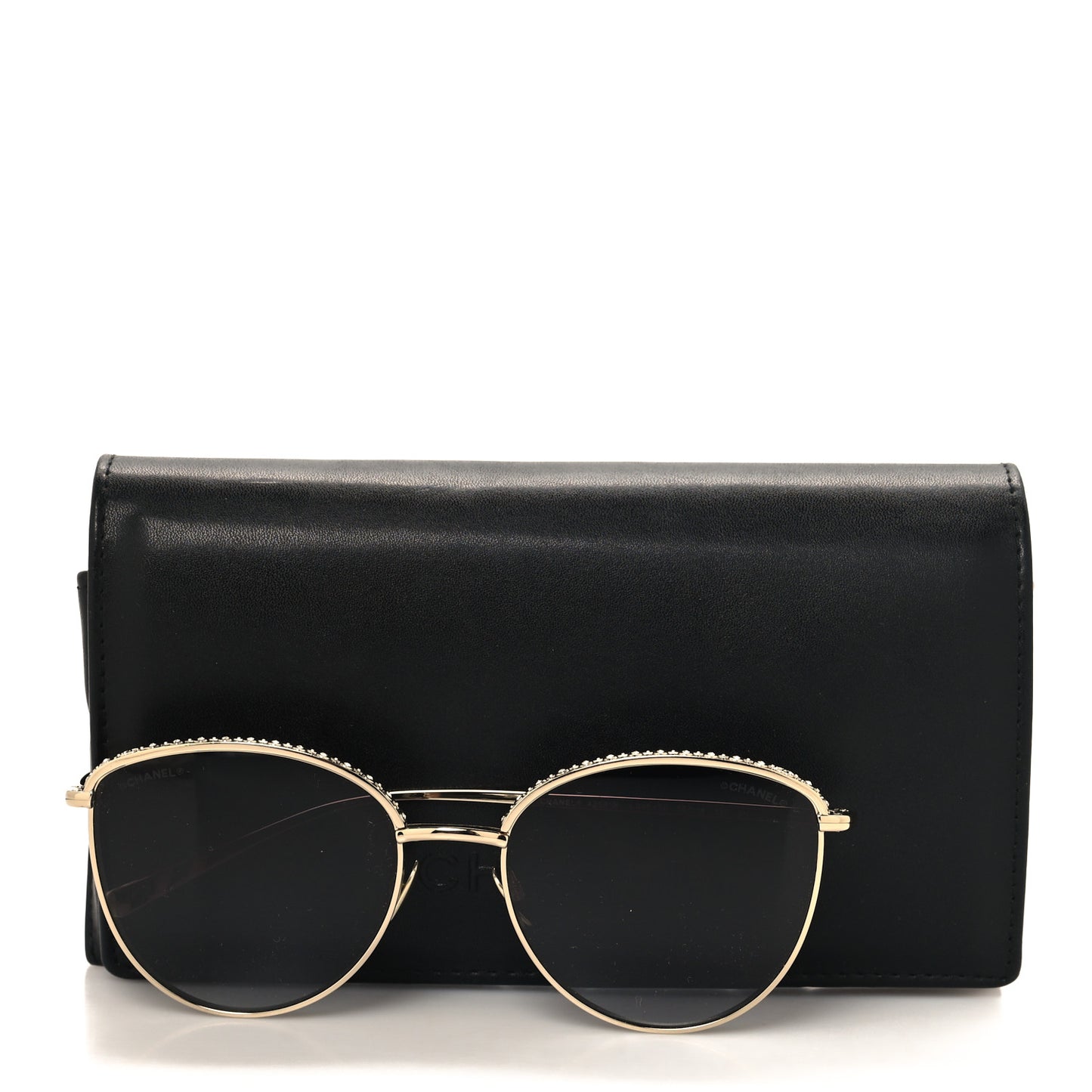Metal Crystal Sunglasses 4258-B  Gold
