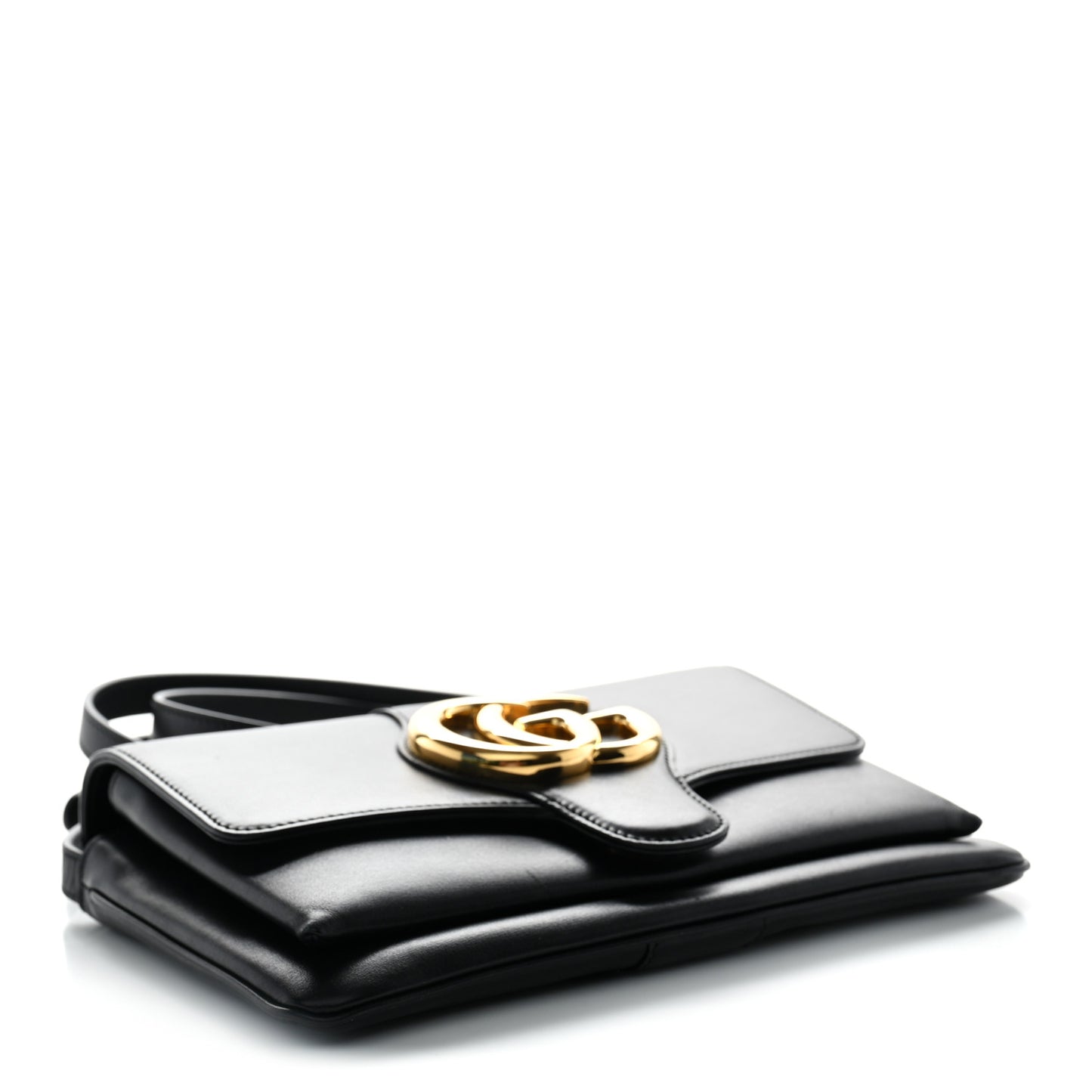 Vitello Palmellato Lux Small Arli Flap Shoulder Bag Black