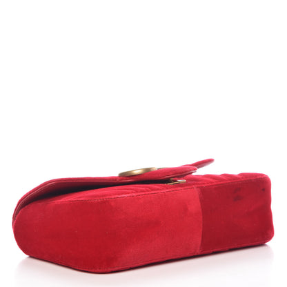 Gucci Velvet Matelasse Mini GG Marmont Shoulder Bag Hibiscus Red 4 of 12