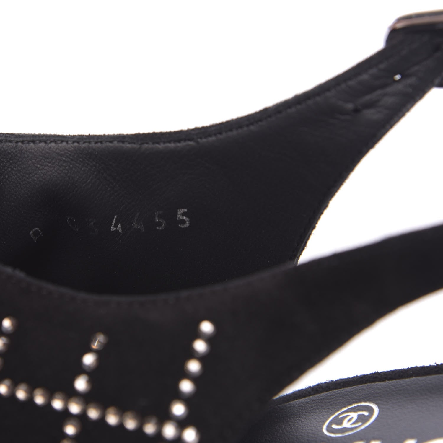 Chanel Kid Suede Strass Slingback Pumps 39 Black Silver 8 of 9