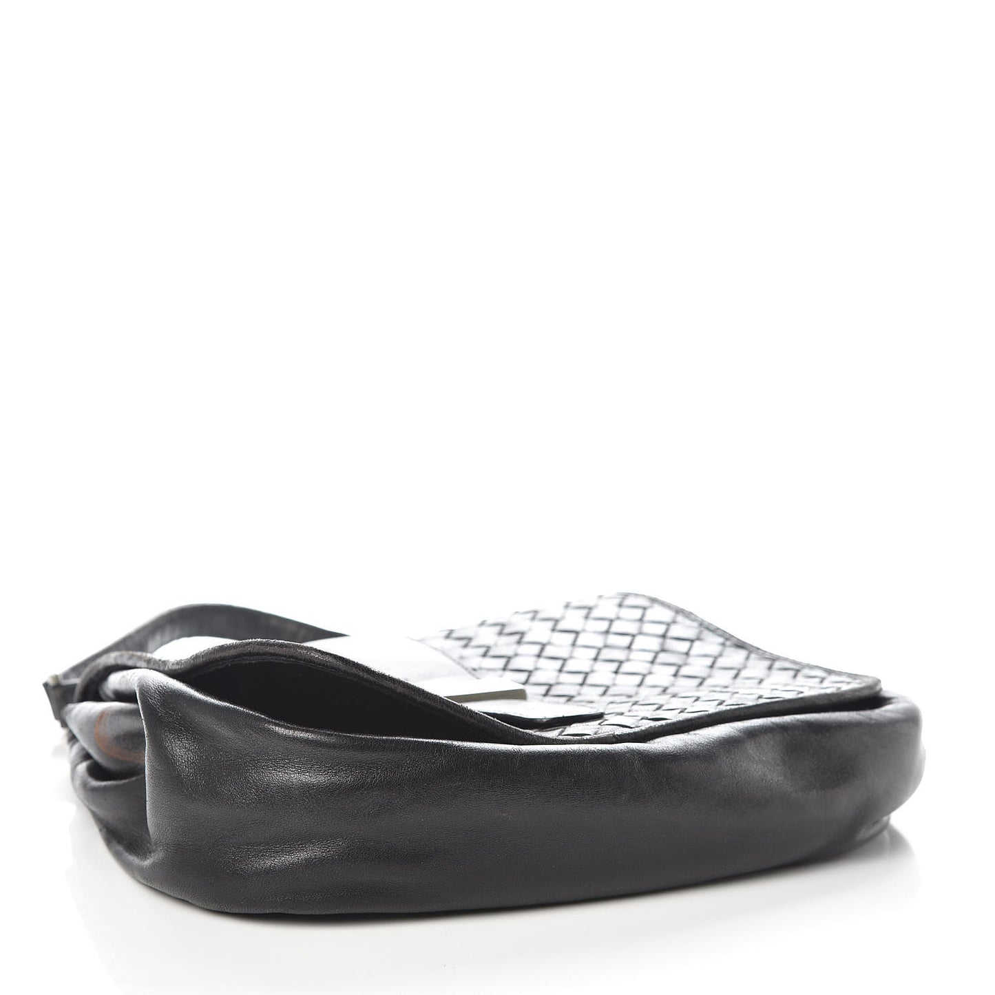 BOTTEGA VENETA Nappa Intrecciato Flap Bag Black