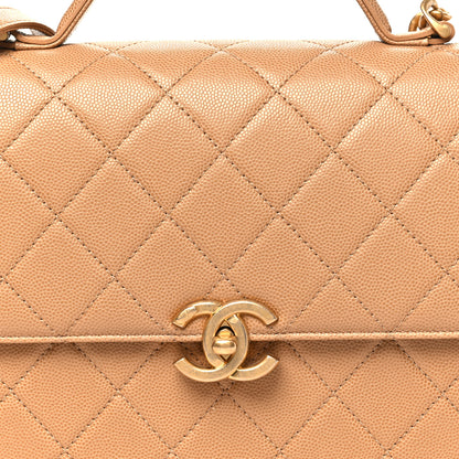 Chanel Caviar Quilted Small Top Handle Flap Beige 8 of 10