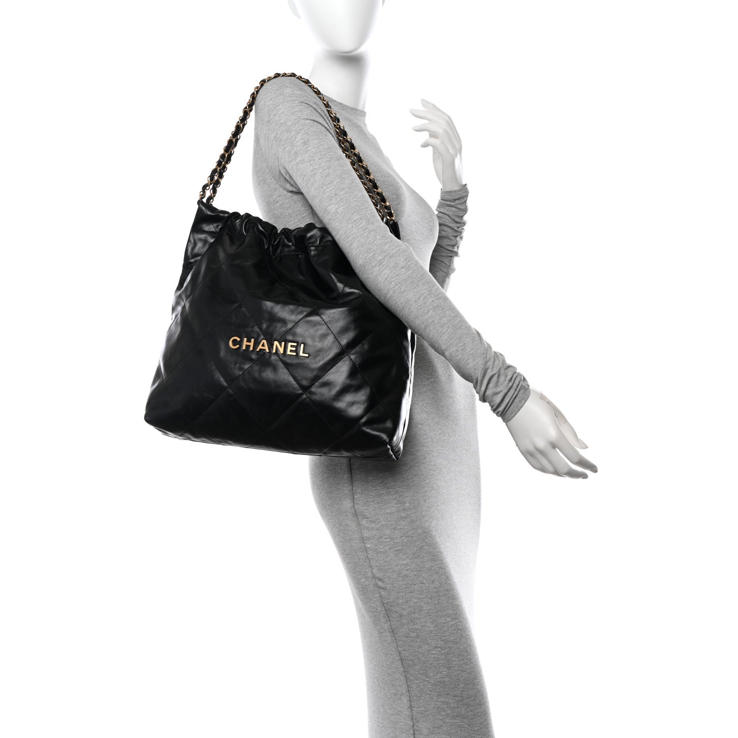 Chanel Shiny Calfskin Quilted Chanel 22 Black 2 of 10