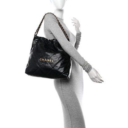 Chanel Shiny Calfskin Quilted Chanel 22 Black 2 of 10