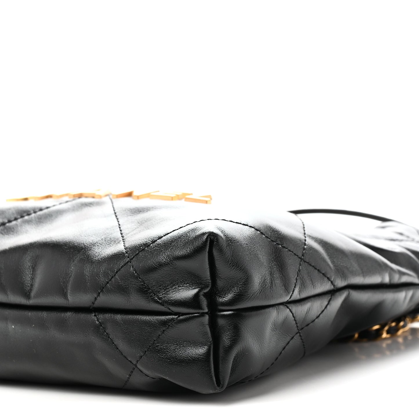 Shiny Calfskin Quilted Mini Chanel 22 Black