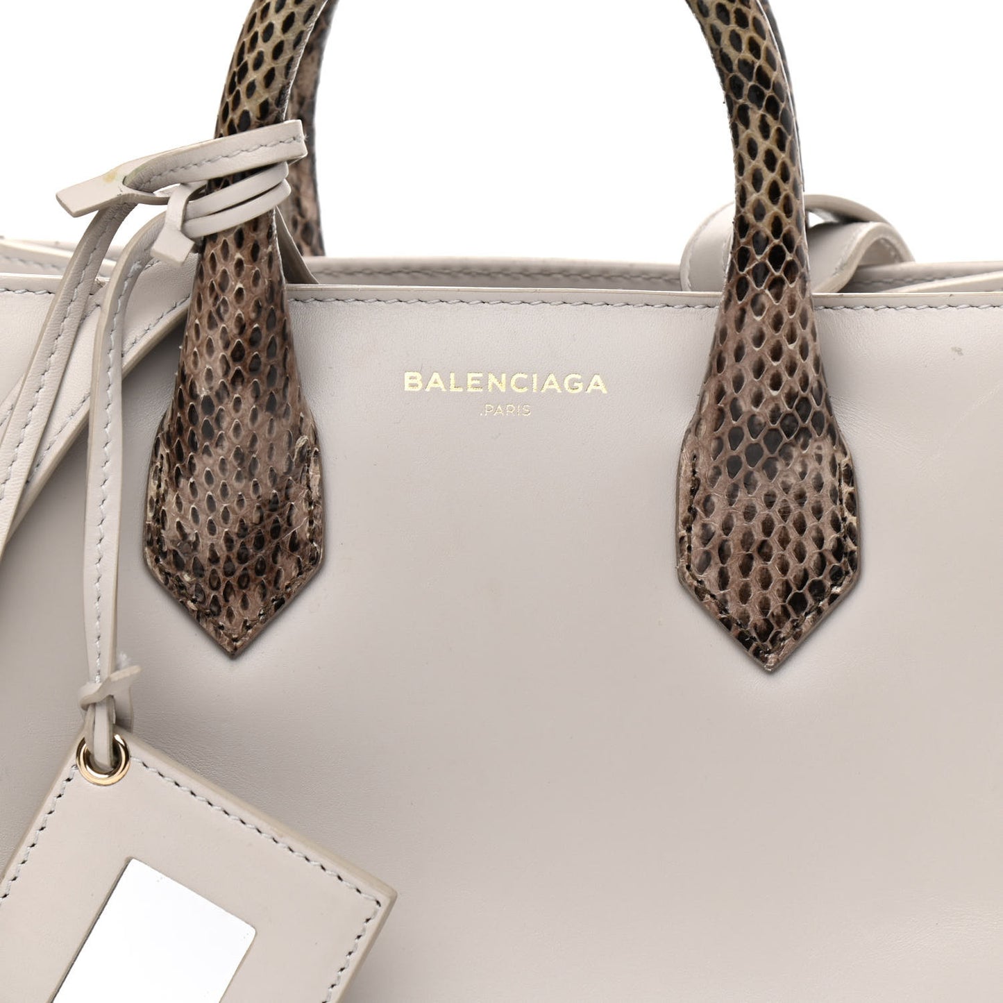 Calfskin Elaphe Snakeskin Mini Padlock All Afternoon Tote Gris Acier