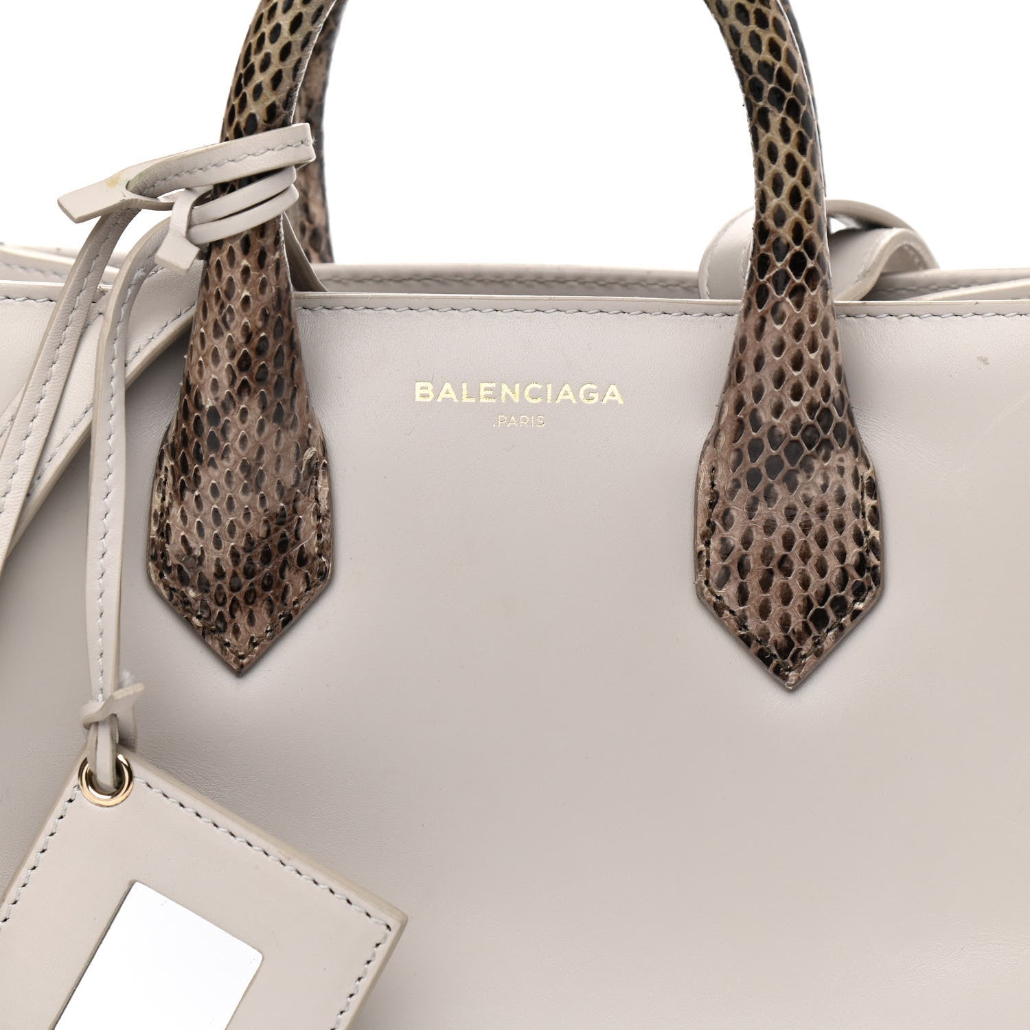 Balenciaga Calfskin Elaphe Snakeskin Mini Padlock All Afternoon Tote Gris Acier 8 of 15