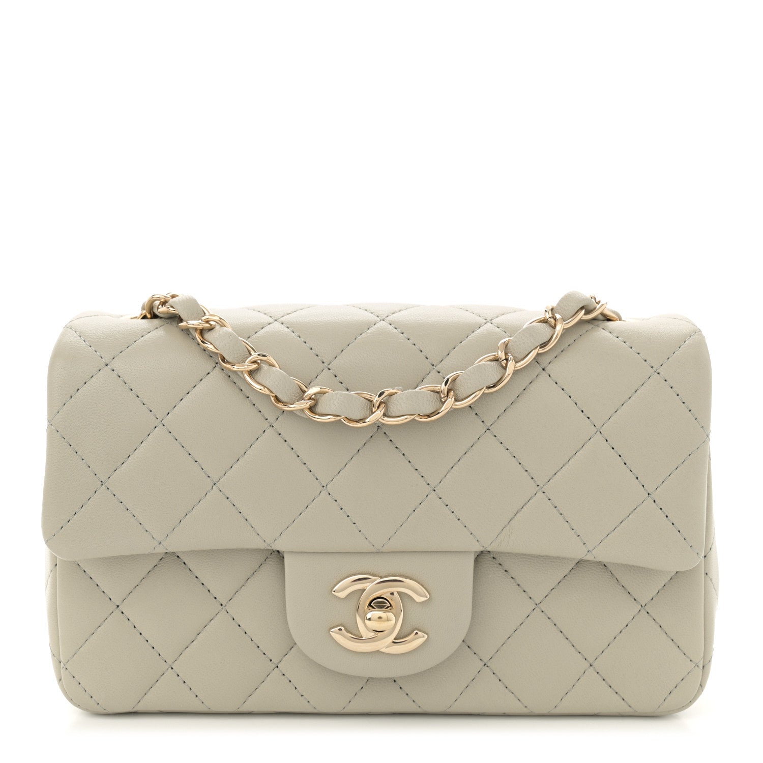 Chanel Lambskin Quilted Mini Rectangular Flap Grey 1 of 11