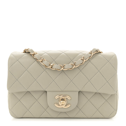 Chanel Lambskin Quilted Mini Rectangular Flap Grey 1 of 11