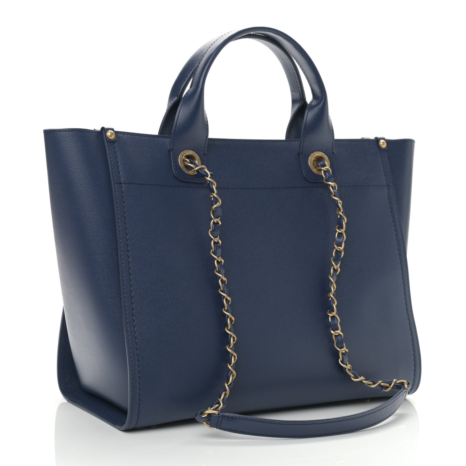 Chanel Caviar Small Studded Deauville Tote Navy 3 of 10