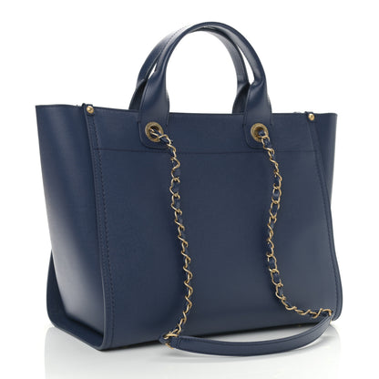 Chanel Caviar Small Studded Deauville Tote Navy 3 of 10
