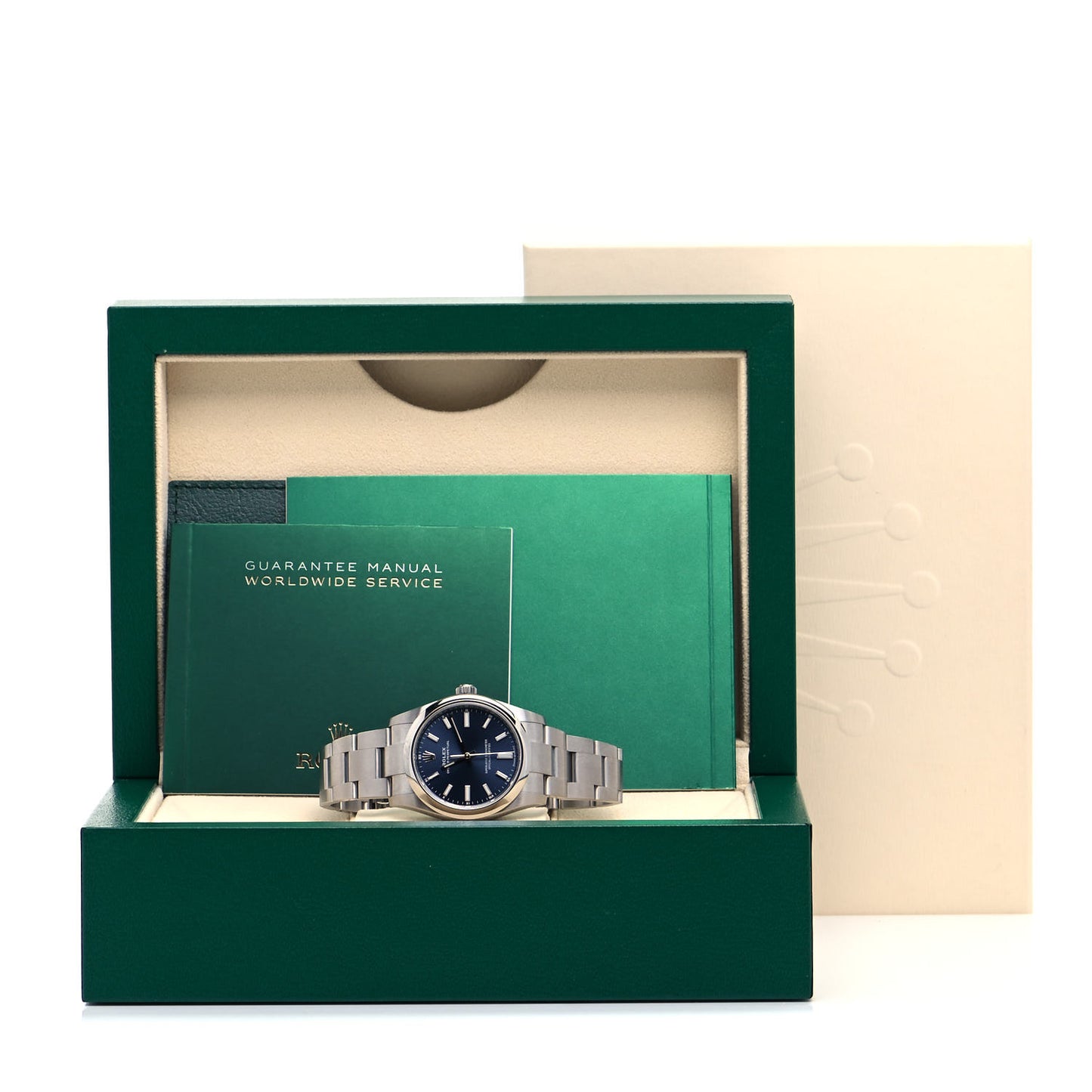 Stainless Steel 34mm Oyster Perpetual Watch Bright Blue 124200