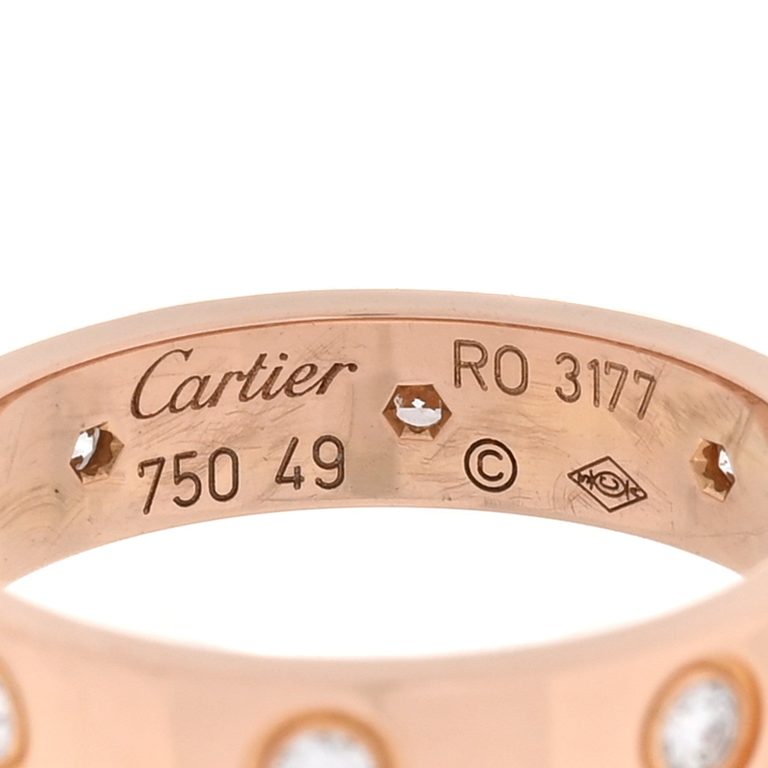 Cartier 18K Pink Gold 8 Diamond 4mm LOVE Wedding Band Ring 49 5 4 of 4