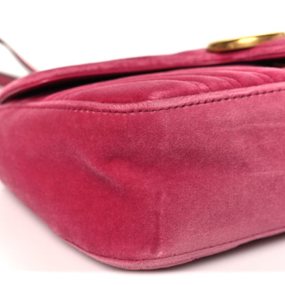 Gucci Velvet Matelasse Small GG Marmont Shoulder Bag Fuchsia Violet Cyclamen 9 of 10