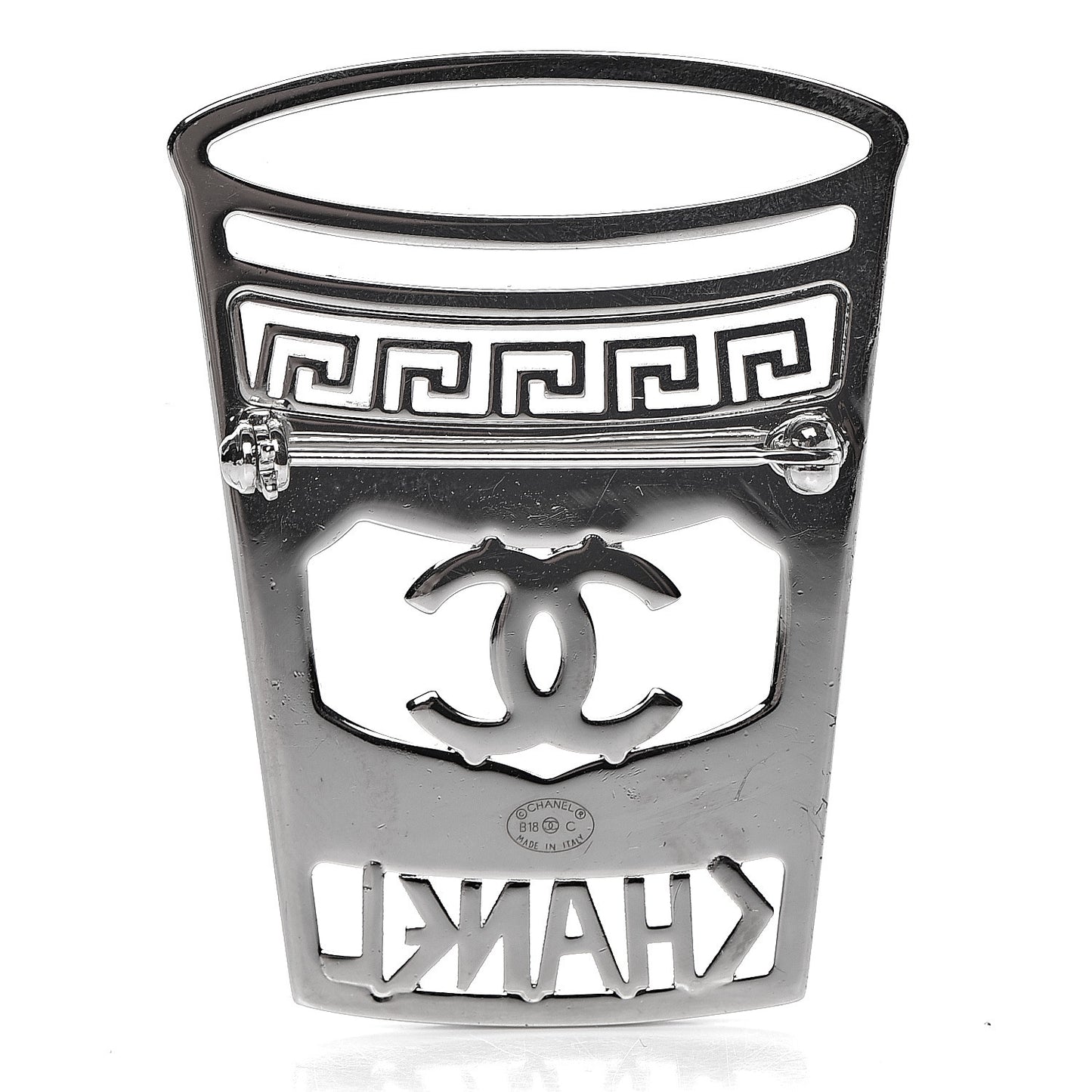 Crystal CC Greek Cup Brooch Silver Blue