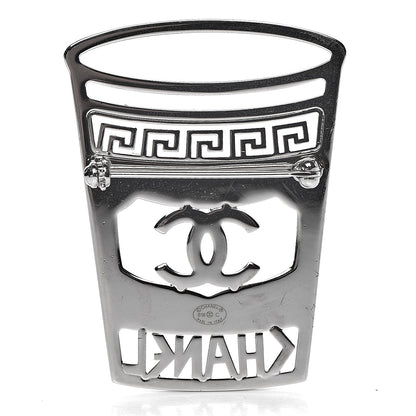 Chanel Crystal CC Greek Cup Brooch Silver Blue 3 of 4