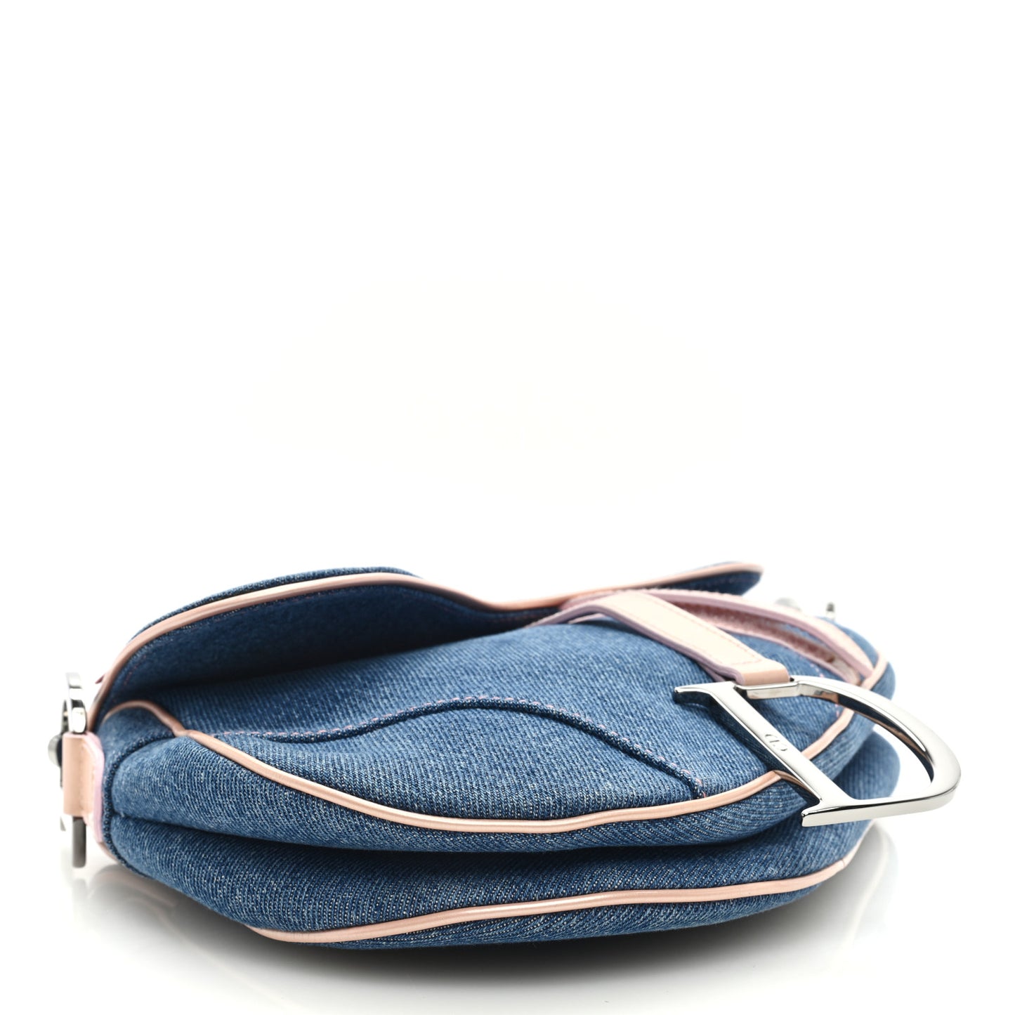Patent Denim Jeans Saddle Bag Blue Pink