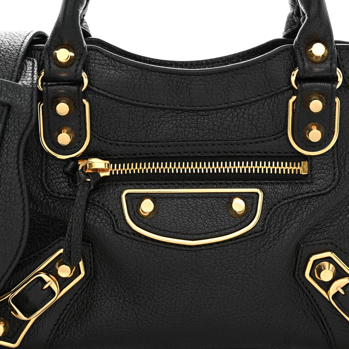 Chevre Gold Metallic Edge Hardware Mini City Black