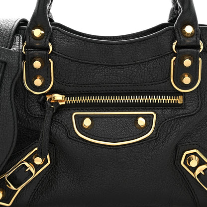 Balenciaga Chevre Gold Metallic Edge Hardware Mini City Black 9 of 11