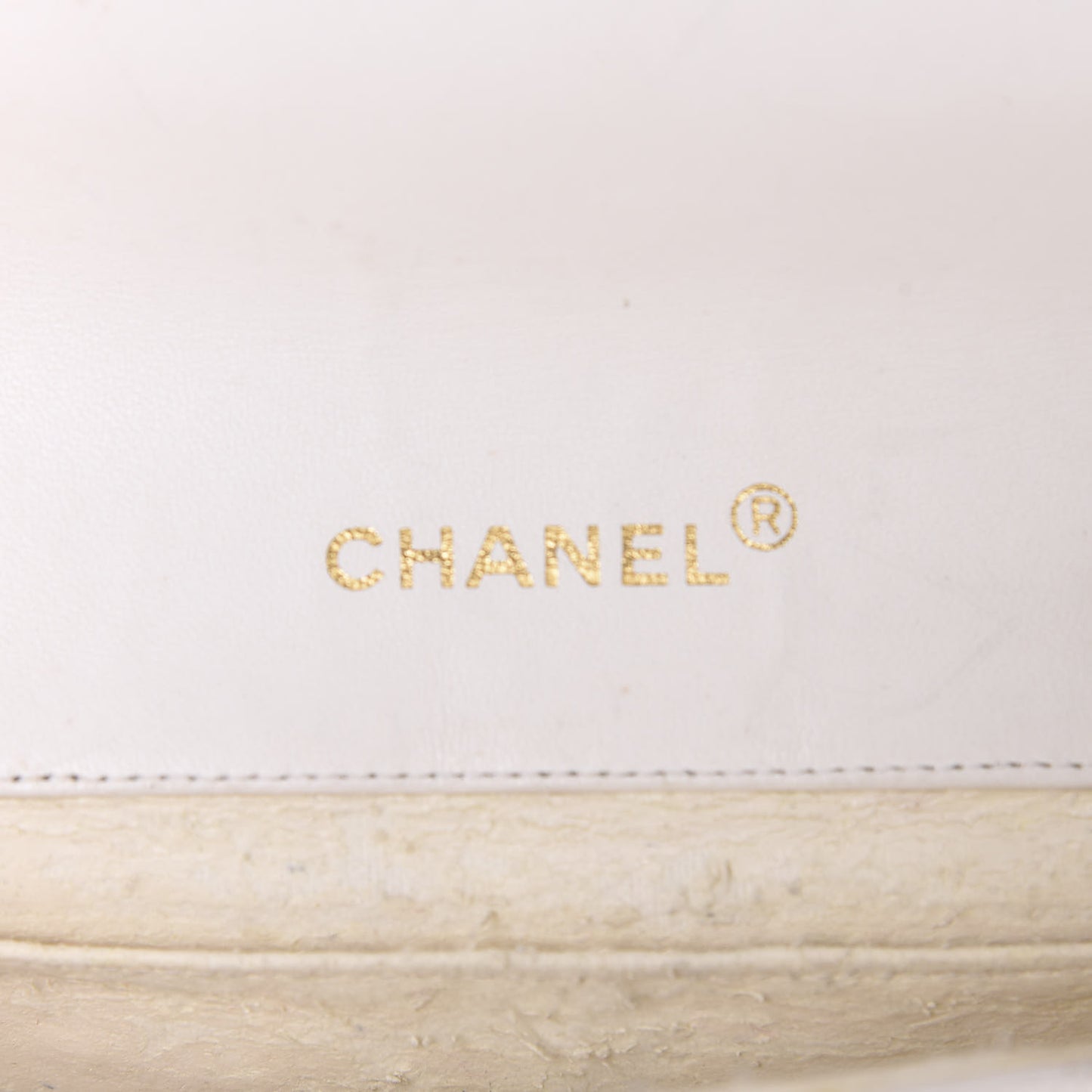 Calfskin Diamond Double Stitch Flap White
