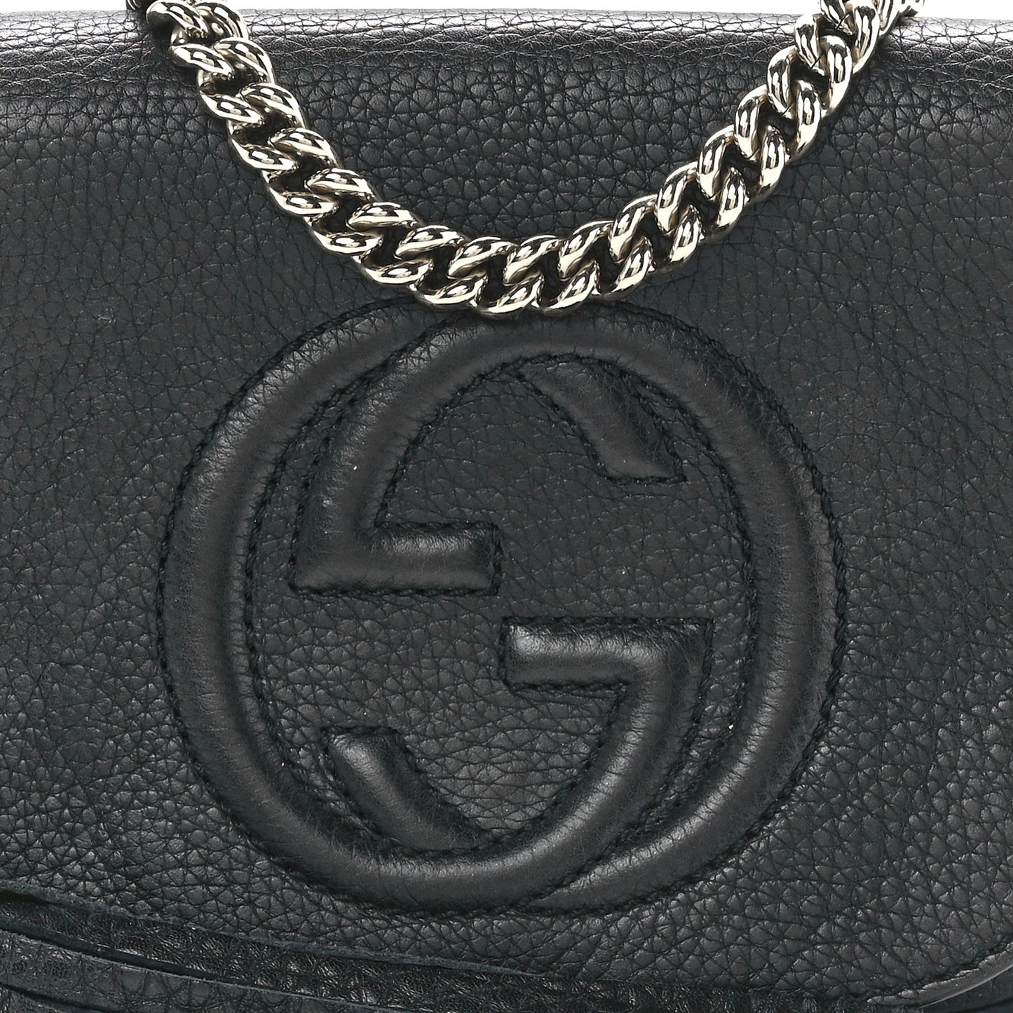 Pebbled Calfskin Small Soho Flap Crossbody Black