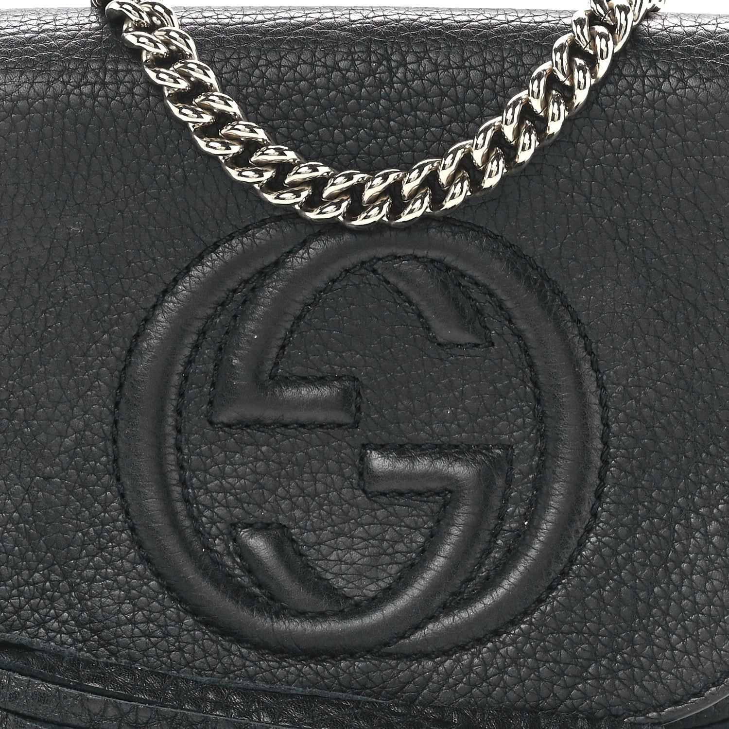 Gucci Pebbled Calfskin Small Soho Flap Crossbody Black 9 of 12