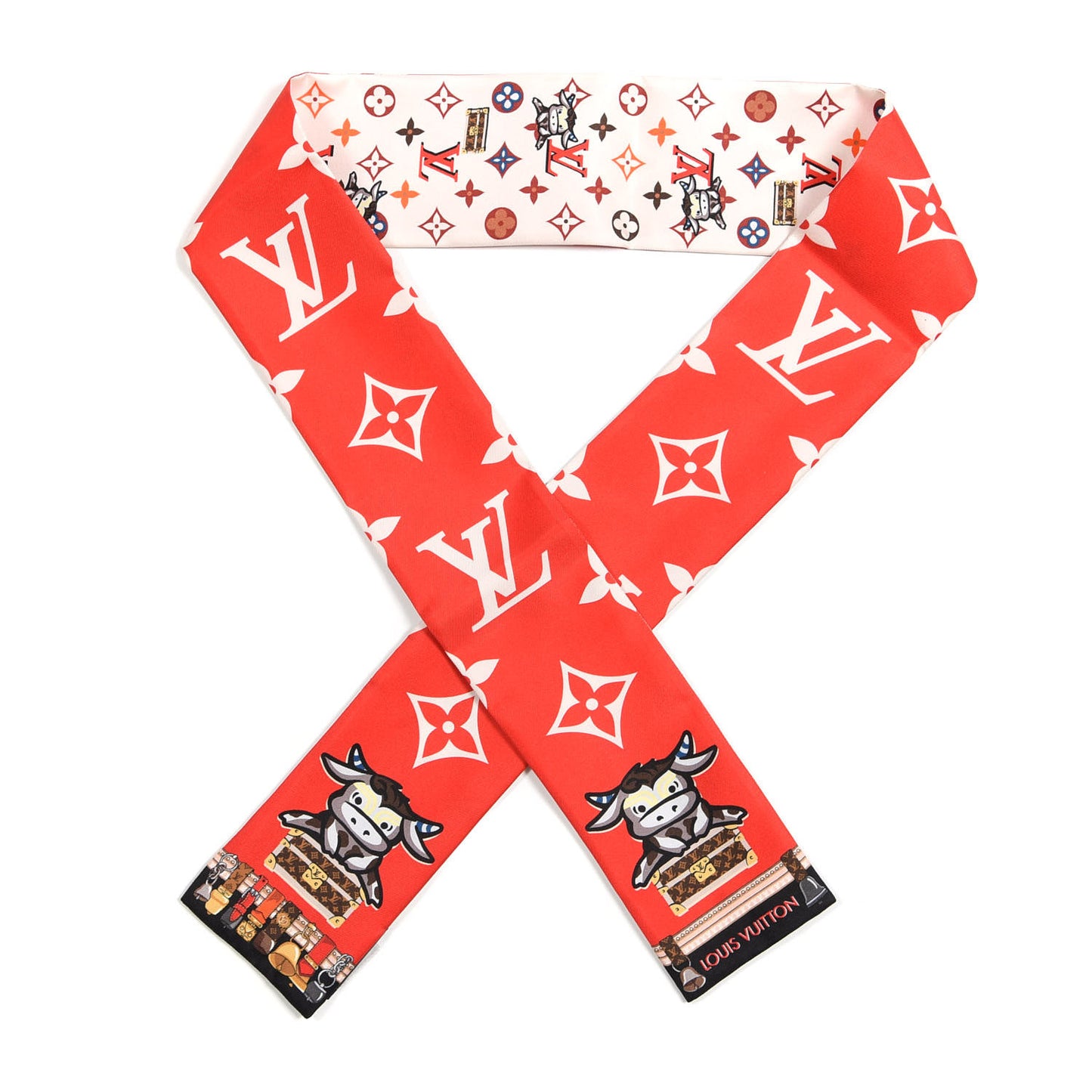 Silk Monogram Rodeo Bandeau Red