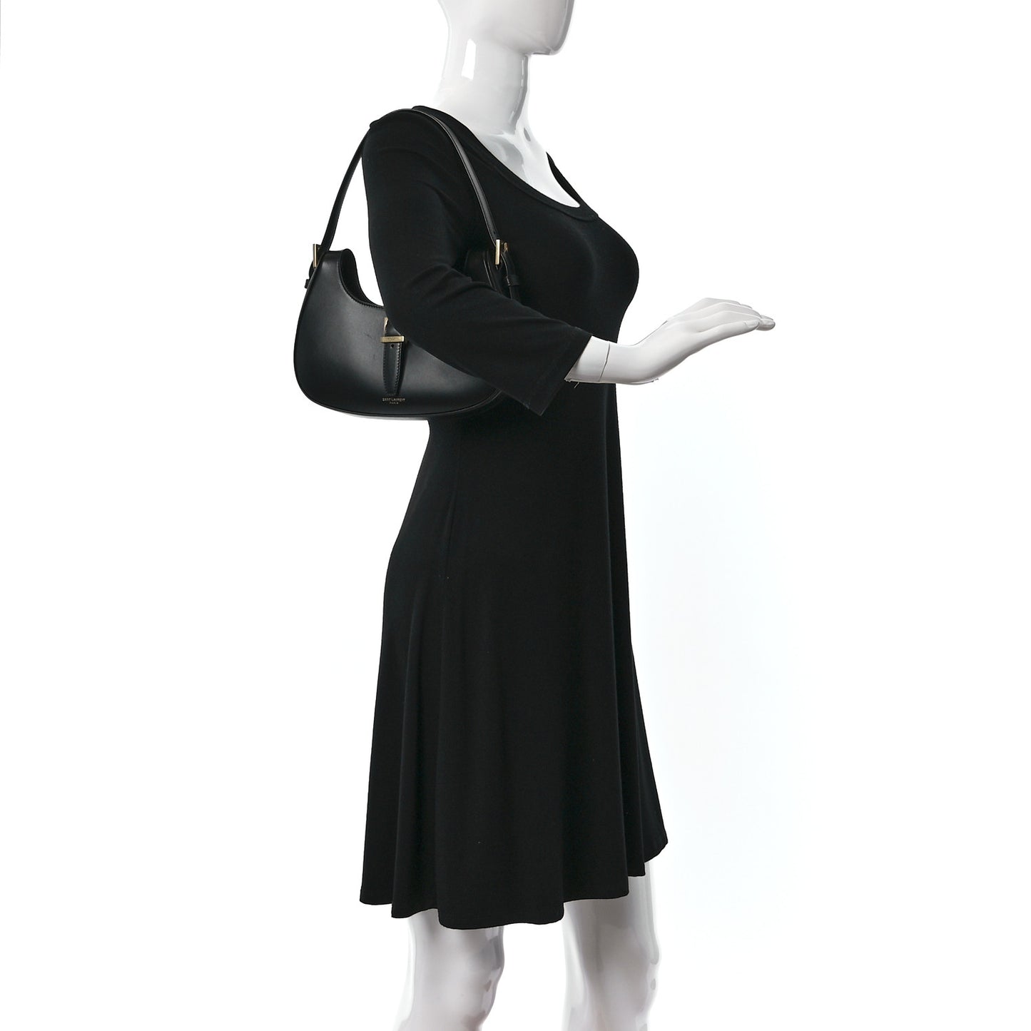 Shiny Calfskin Le Fermoir Hobo Black