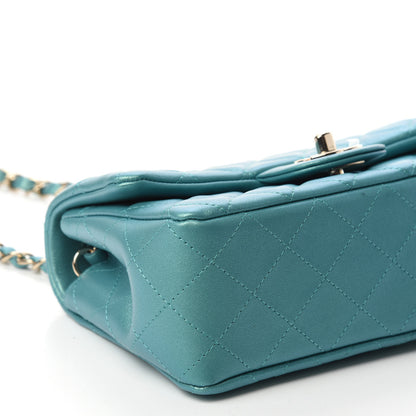 Chanel Iridescent Calfskin Quilted Mini Rectangular Flap Green 6 of 11