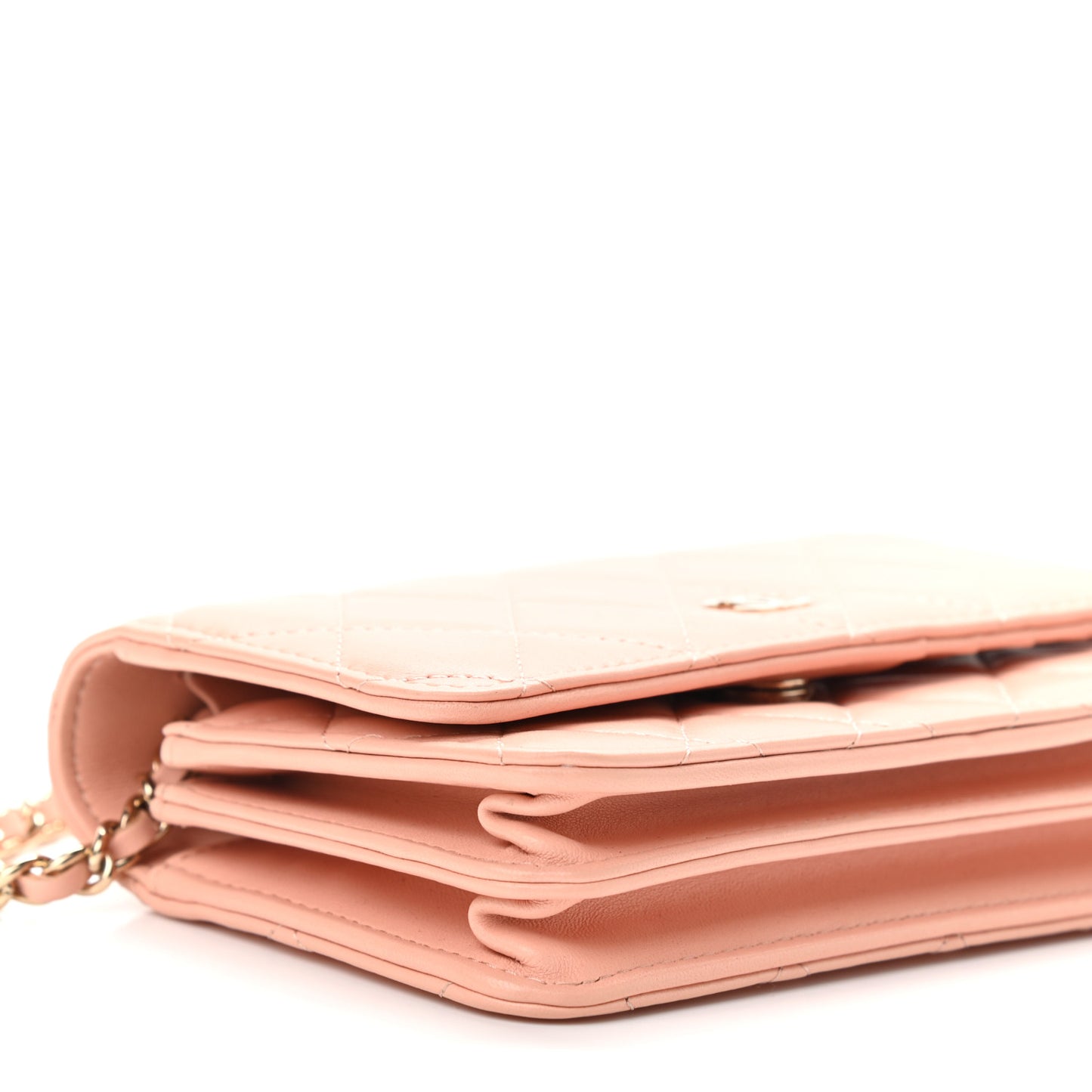 Lambskin Quilted Mini Wallet On Chain WOC Light Pink