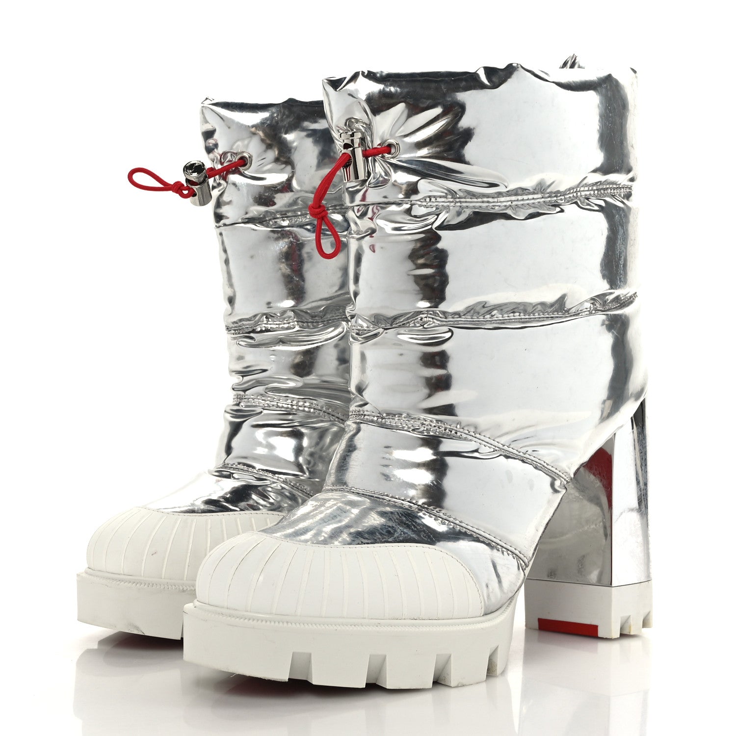 Christian Louboutin Metallic Oriona Lug 100 Boots 37.5 Silver 3 of 10