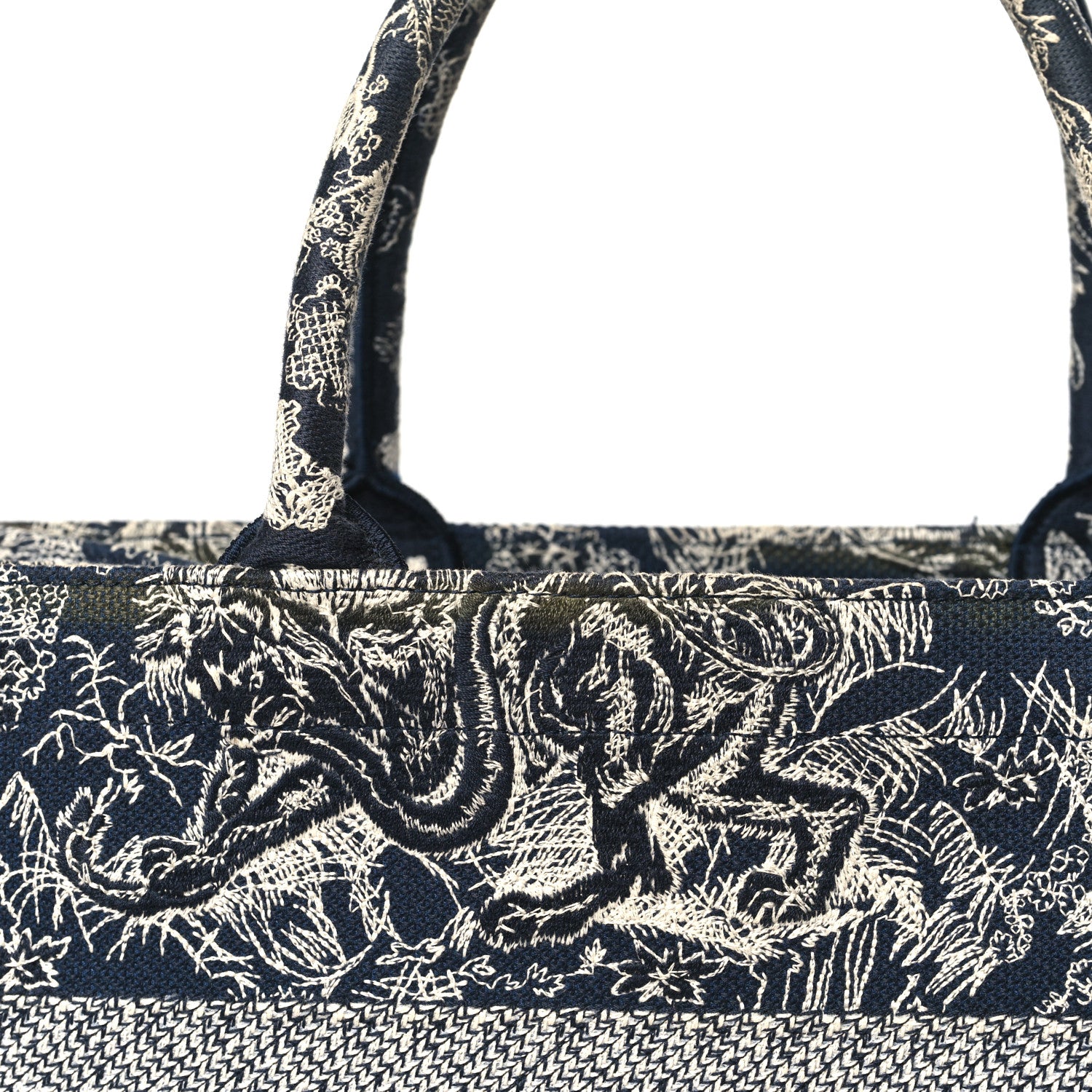 Christian Dior Canvas Embroidered Medium Toile De Jouy Reverse Book Tote Blue 13 of 13