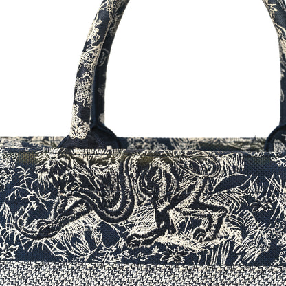 Christian Dior Canvas Embroidered Medium Toile De Jouy Reverse Book Tote Blue 13 of 13