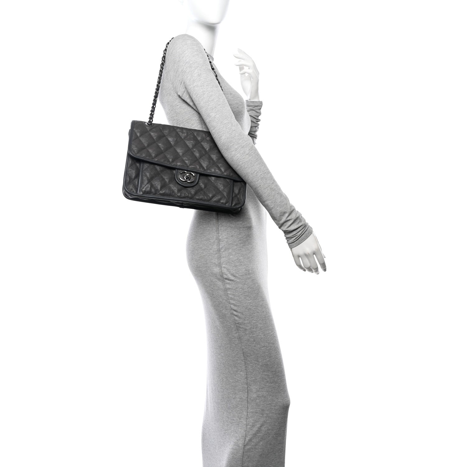 Chanel Caviar Quilted Large French Riviera Flap Dark Grey 2 of 12