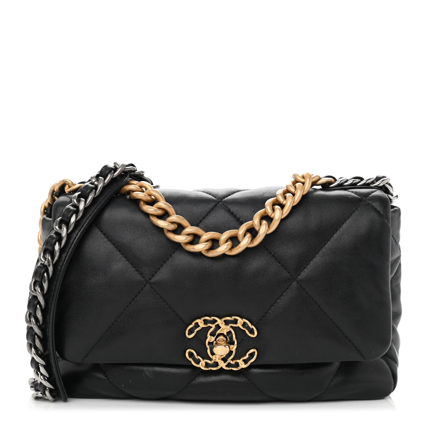 Lambskin Quilted Medium Chanel 19 Flap Black