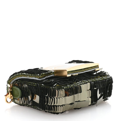 Fendi Sequin Paillettes Shiny Nappa Sex and the City Nano Maxi Buckle Baguette Charm  Avocado 4 of 10