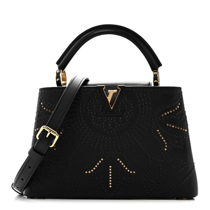 Louis Vuitton Calfskin Studded Flower Capucines BB  Black 1 of 9