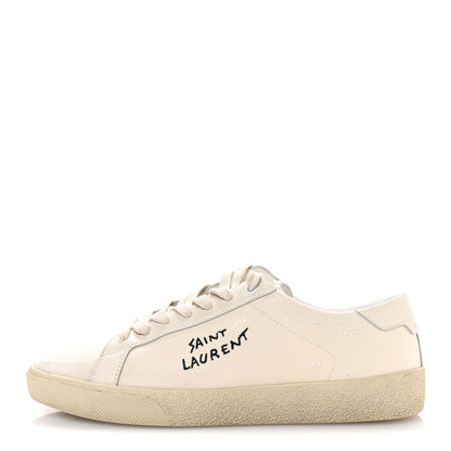 Saint Laurent Distressed Canvas Court Classic Sneakers 41 Panna 1 of 8