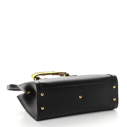 Gucci Calfskin Small Diana Tote Bag Black Yellow Fluo 4 of 9