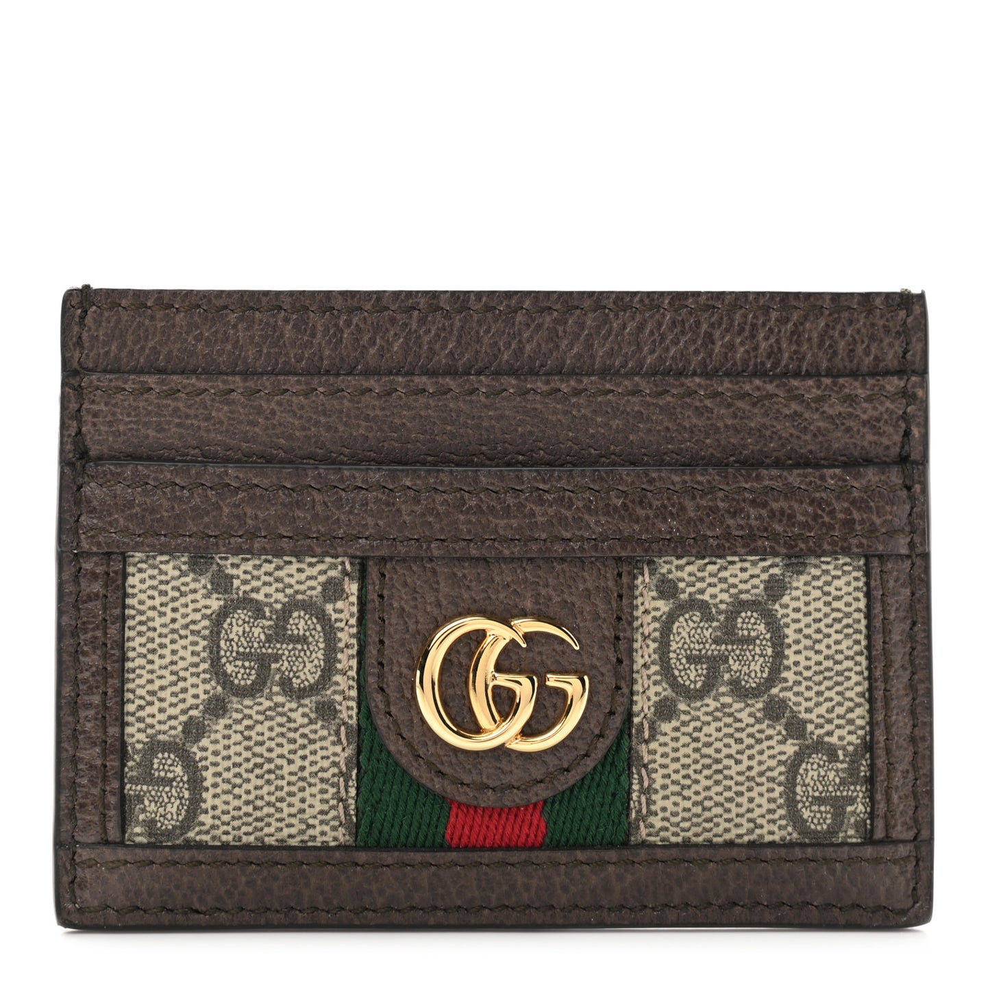 GG Supreme Monogram Ophidia Card Holder Brown