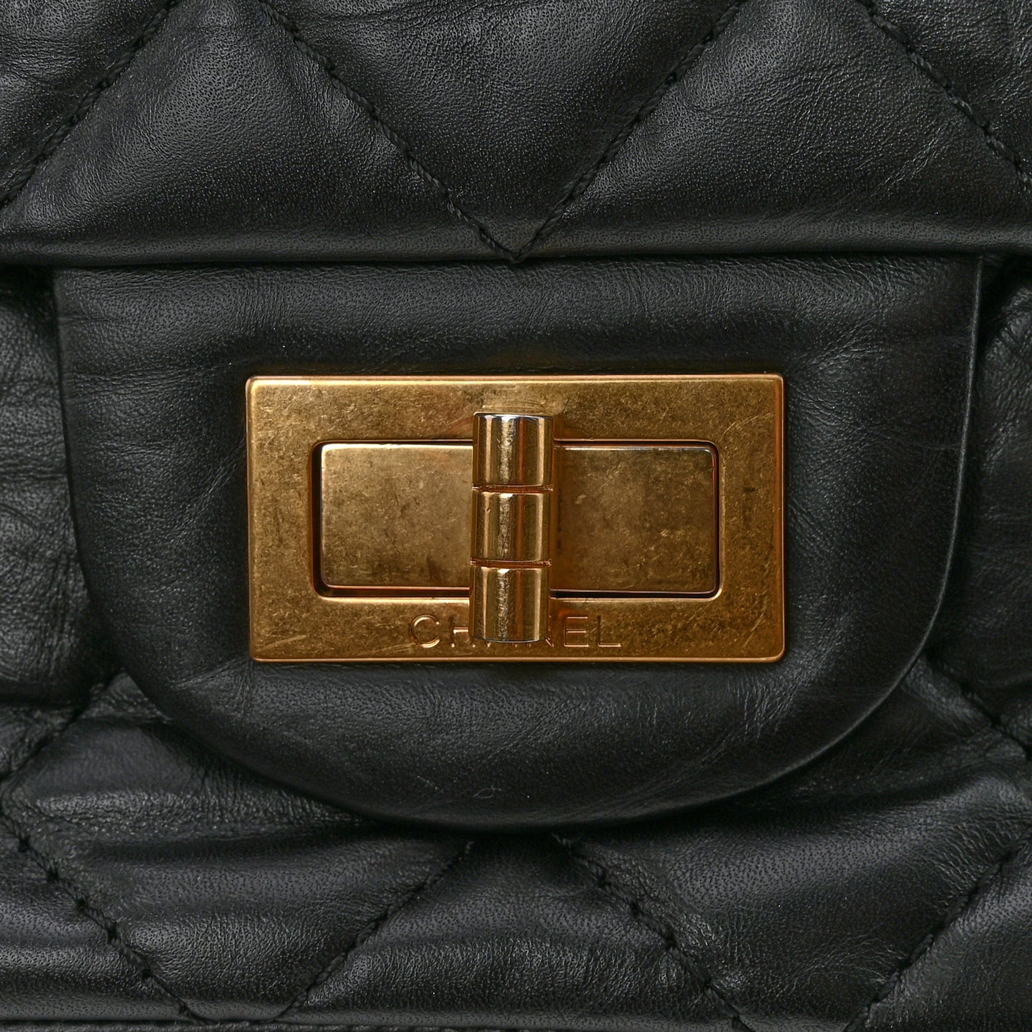Aged Calfskin Quilted 2.55 Reissue 227 Flap Black