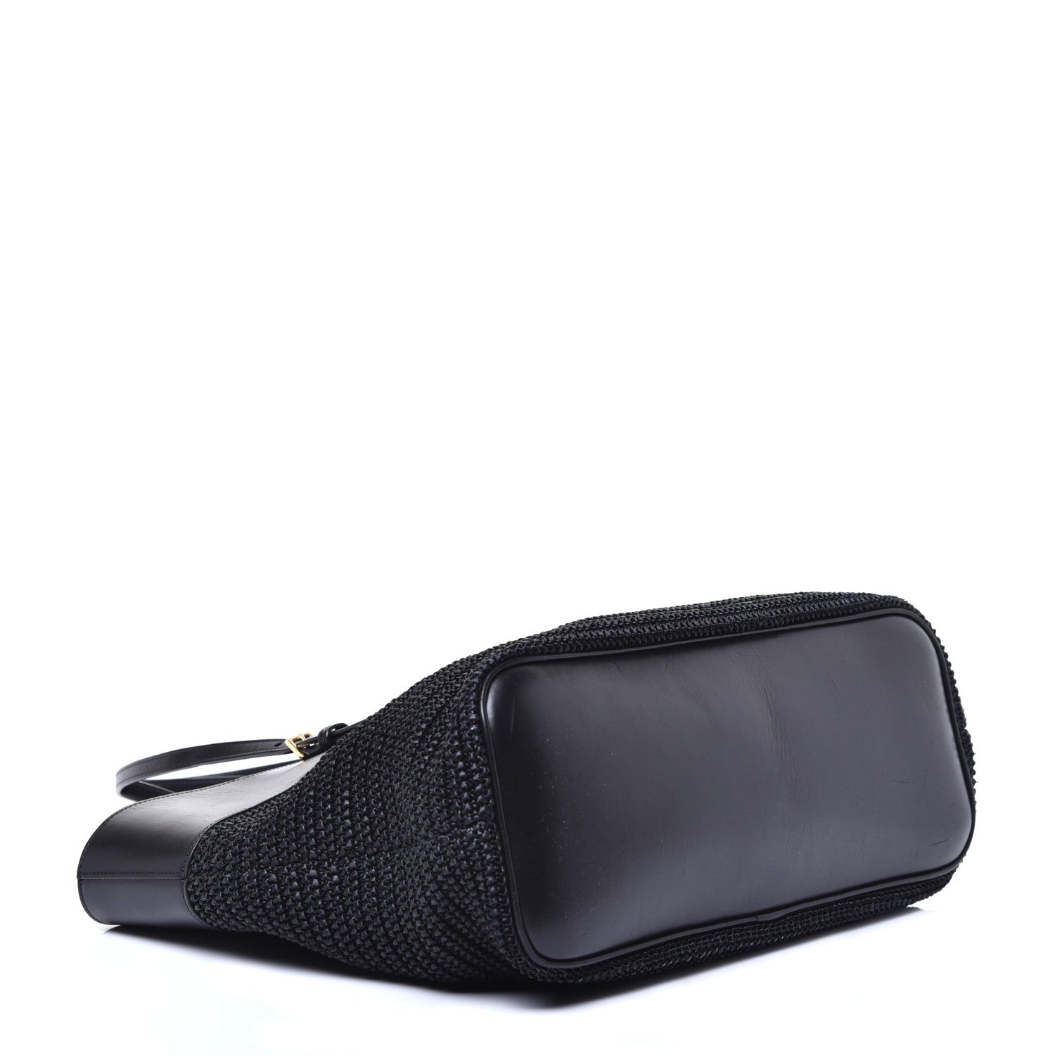 Saint Laurent Calfskin Raffia Medium Shopper Tote Black 4 of 9
