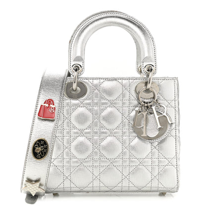 Christian Dior Metallic Grained Calfskin Cannage Small Lucky Badges My Lady Dior Silver 1 of 12