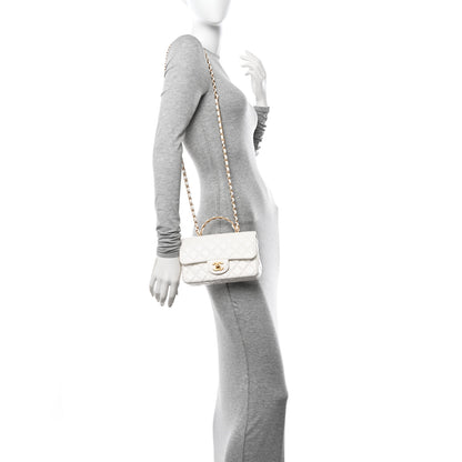 Chanel Lambskin Quilted Mini Metal Top Handle Rectangular Flap White 2 of 10
