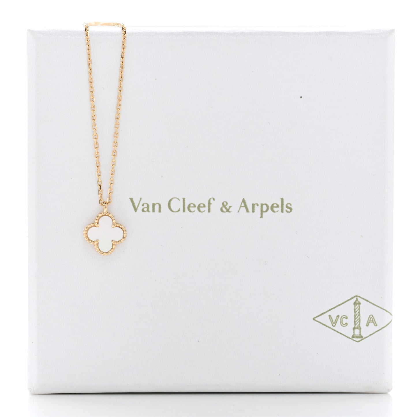 18K Yellow Gold Mother of Pearl Sweet Alhambra Pendant Necklace