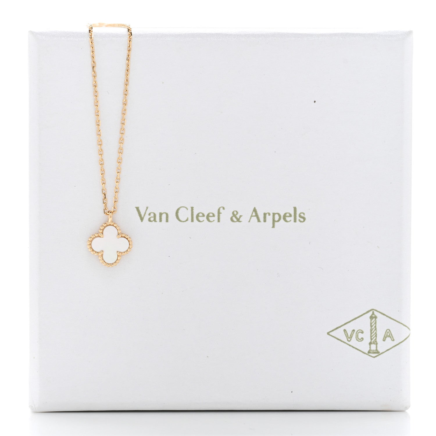 Van Cleef & Arpels 18K Yellow Gold Mother of Pearl Sweet Alhambra Pendant Necklace 7 of 7