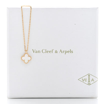 Van Cleef & Arpels 18K Yellow Gold Mother of Pearl Sweet Alhambra Pendant Necklace 7 of 7